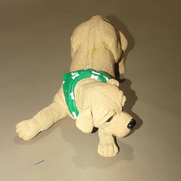 Yellow Labrador Retriever Puppy Figurine Green Bandana Bronners - Picture 7 of 9